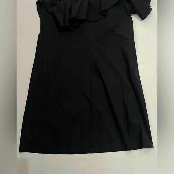 Vineyard Vines Size Small One Shoulder Ruffle Short Dress Jet Black 100% cotton - Picture 13 of 14